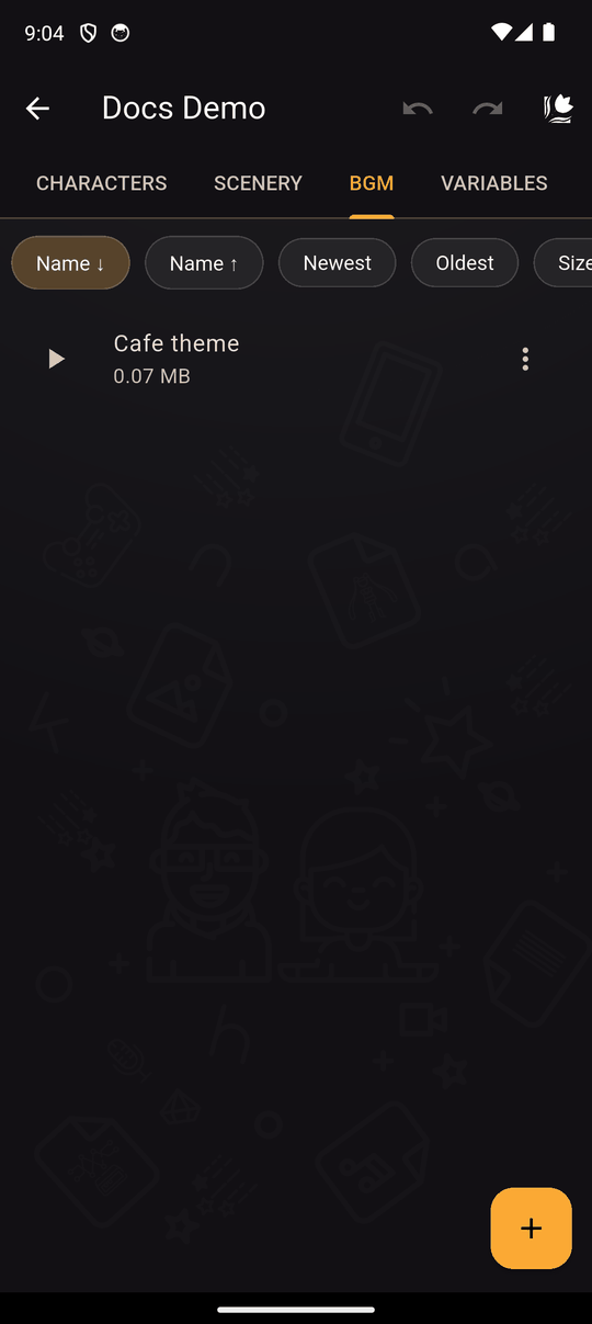 A aba BGM com uma faixa adicionada
