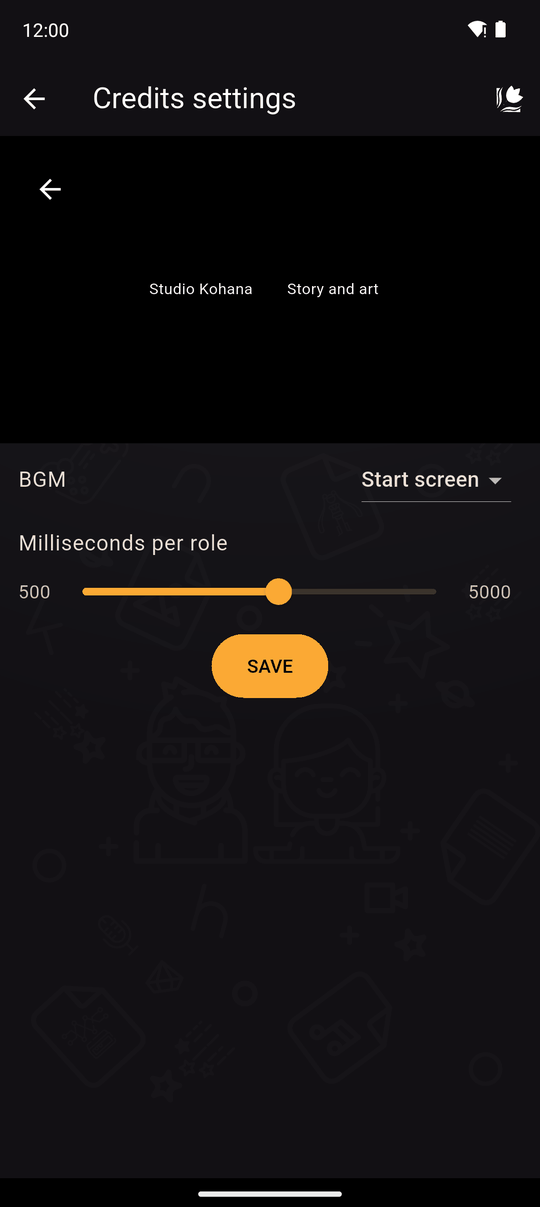 Credits settings