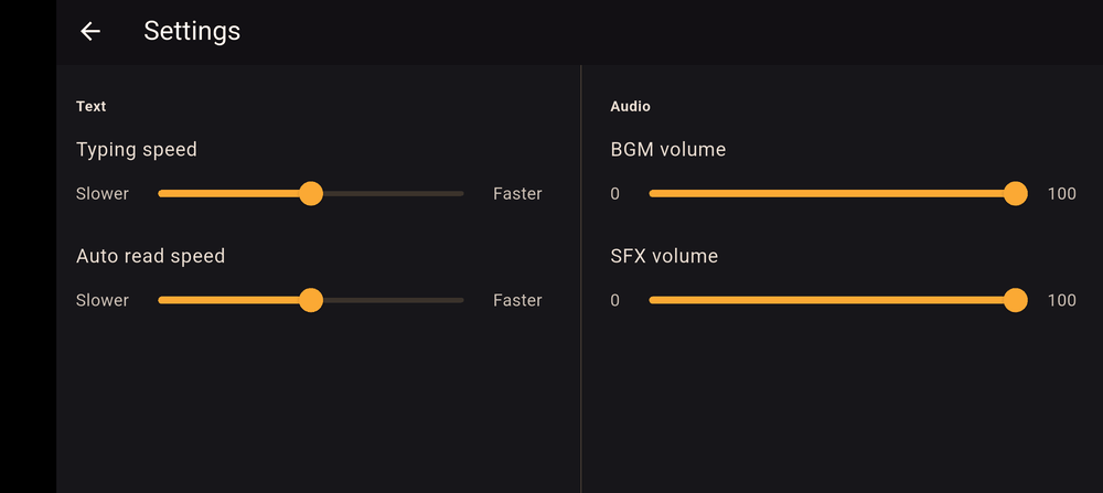 Los ajustes del lector: velocidad del texto y volumen de audio